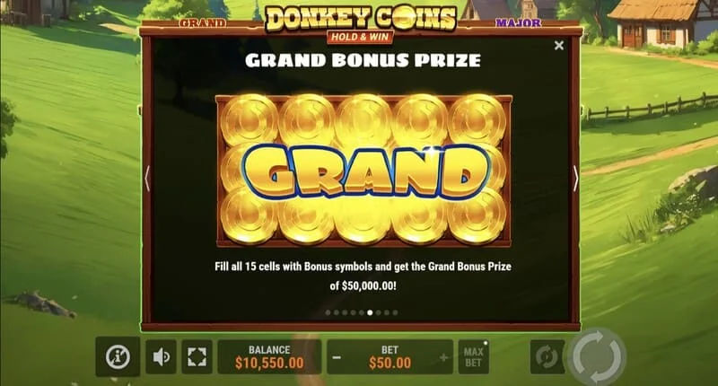 Donkey Coins Hold & Win - Layar dengan Jackpot Mini, Minor, Major, Grand