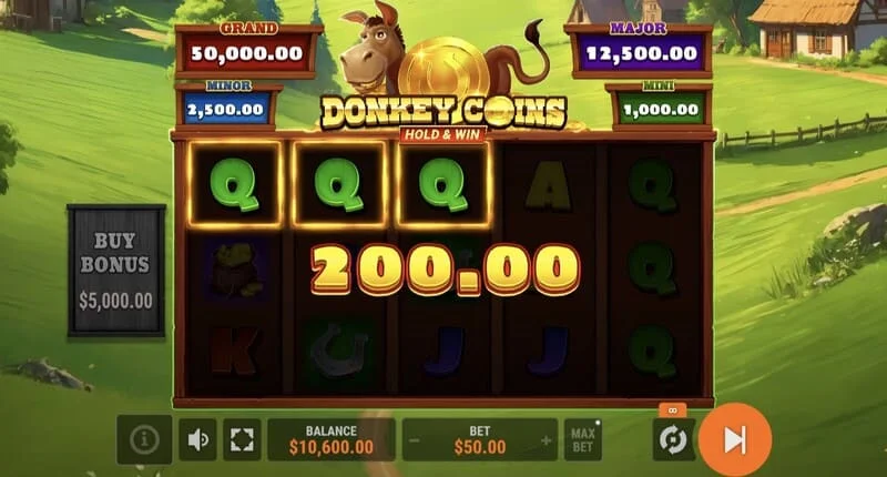 Donkey Coins Hold & Win - Memulai mode Hold & Win